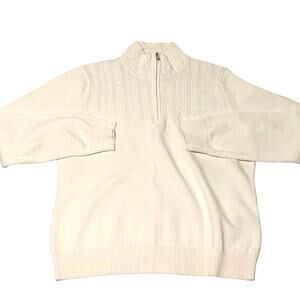 Women's XL  IZOD 1/4-Zip Cotton Sweater Cable Knit Accents Classic Tennis Golf